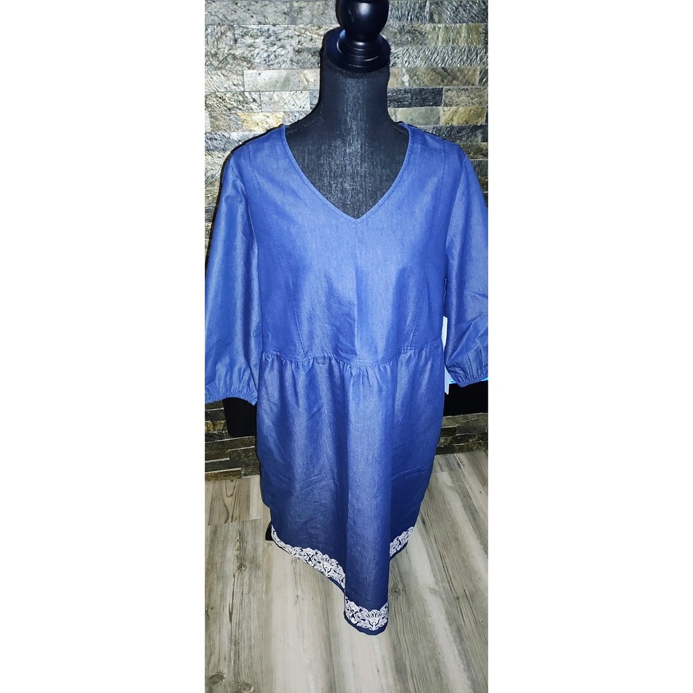 Deim Dress With Embroidery Size M New